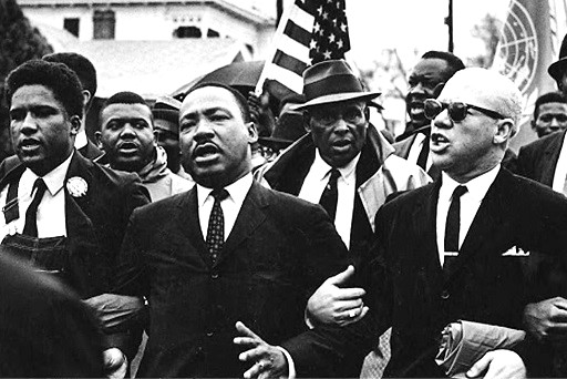 Martin Luther King, Jr. leading one of the marches from Selma to Montgomery, Alabama